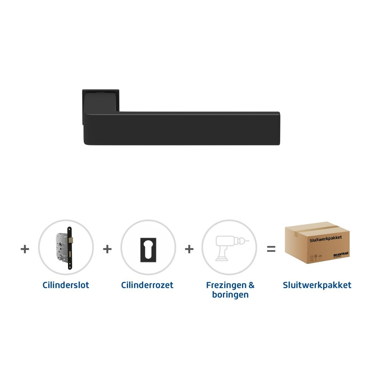 Sluitwerkpakketten met Deurkruk Quadrate 28 Minimal Zwart